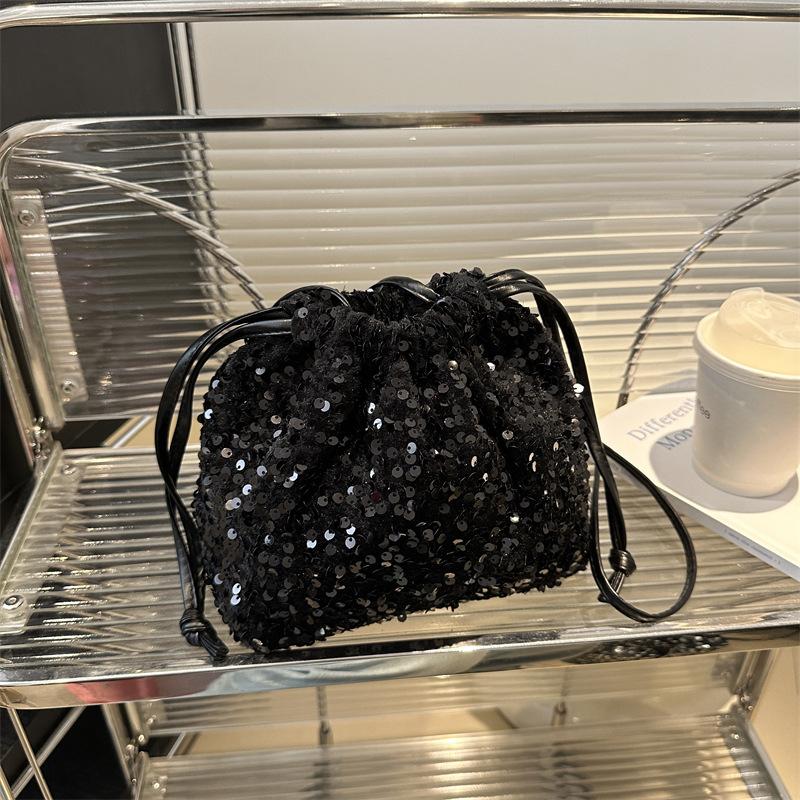 

Модная и персонализированная сумка с пайетками для женщин, новая корейская сумка-ведро, модная сумка через плечо, сумка для ужина через плечо