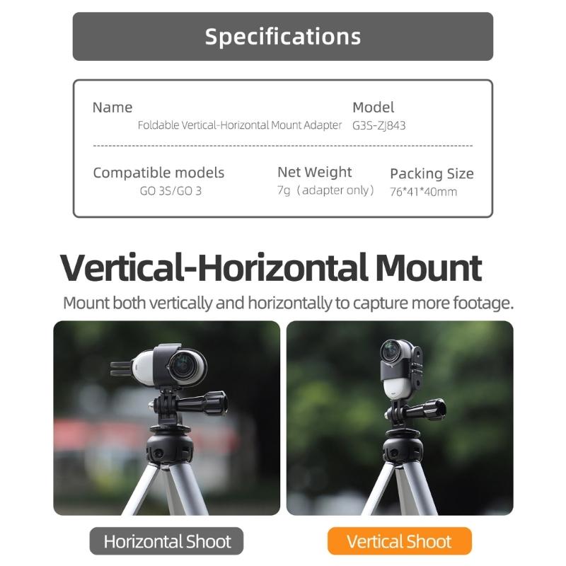 Action Camera Holder, Instants Flip Between Portrait and Landscape Stand , Flashes Transfer Companions for GO 3/3S