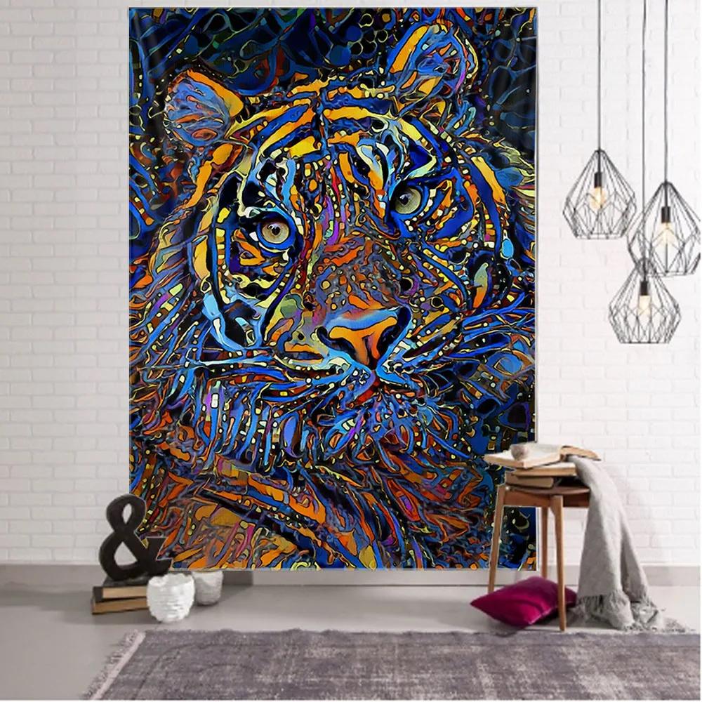Blanket Curtain Home Bedroom Living Room Decoration Animal Ferocious Tiger Wall Hanging Tapestry Art