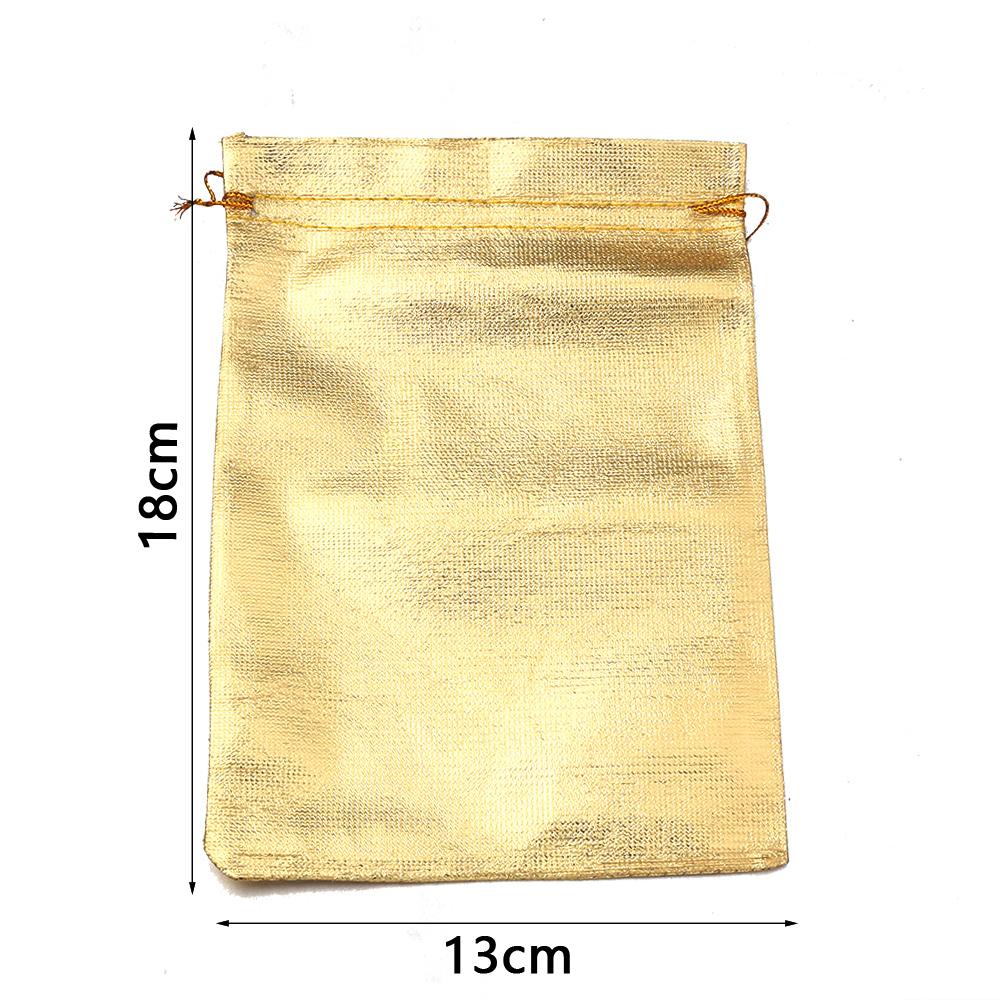 5-10Pcs Silver/Gold Foil Cloth Drawstring Bags Jewelry Gift Bags Candy Beads Bracelet Packing Pouch For Wedding Gift Storage Bag