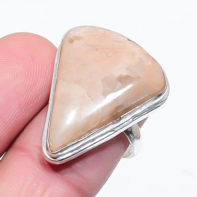 Natural Pink Aragonite Gemstone 925 Sterling Silver Gift Ring Size 7.5 S9w33