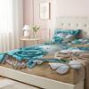 3-teiliges blaues Spannbettlaken-Set Schmetterling Rose Herz Liebe 3D-Druck 100% Polyesterbezug Atmungsaktives Bettwäsche-Set mit 2 Kissenbezügen
