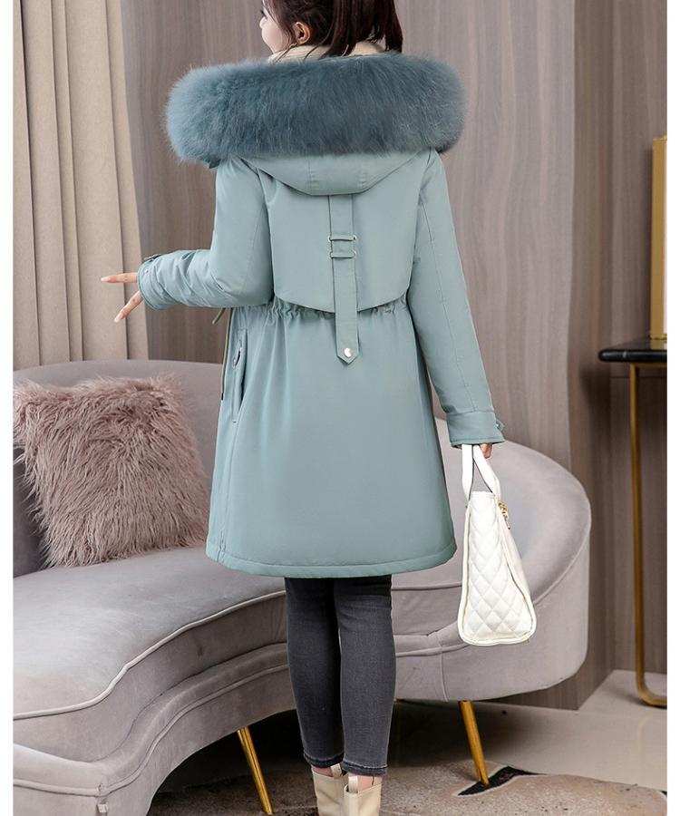 Manteau Long à capuche en fausse fourrure pour femme, doublure à grande poche, veste bouffante en coton rembourré, parka d'extérieur, pardessus 6 couleurs, hiver