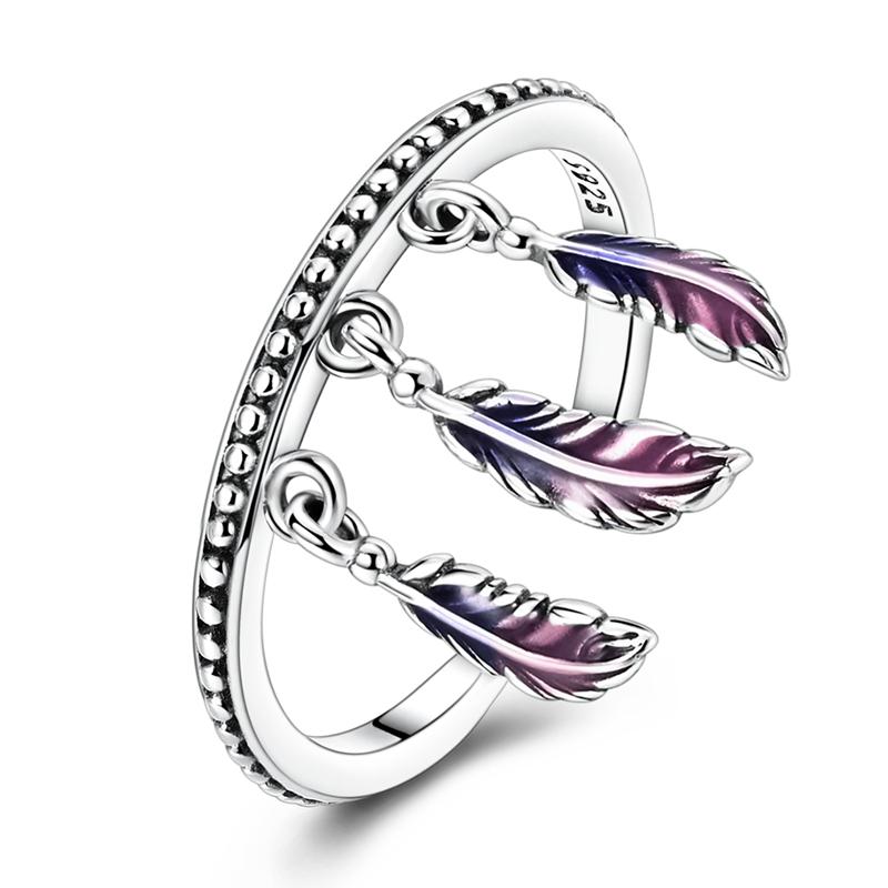Adjustable Ring 925 Silver Fire Dragon Blossom Flower Clover Open Rings For Women Wedding Jewelry Gift