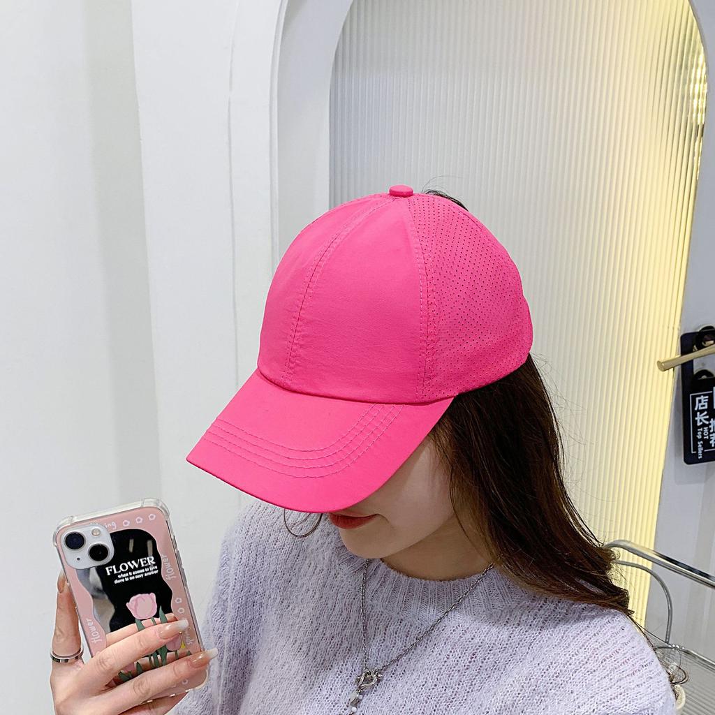 Cross-border Summer Solid Color Baseball Cap Women's Sports Casual Cross Ponytail Cap Mesh Quick-drying Half-empty Peaked