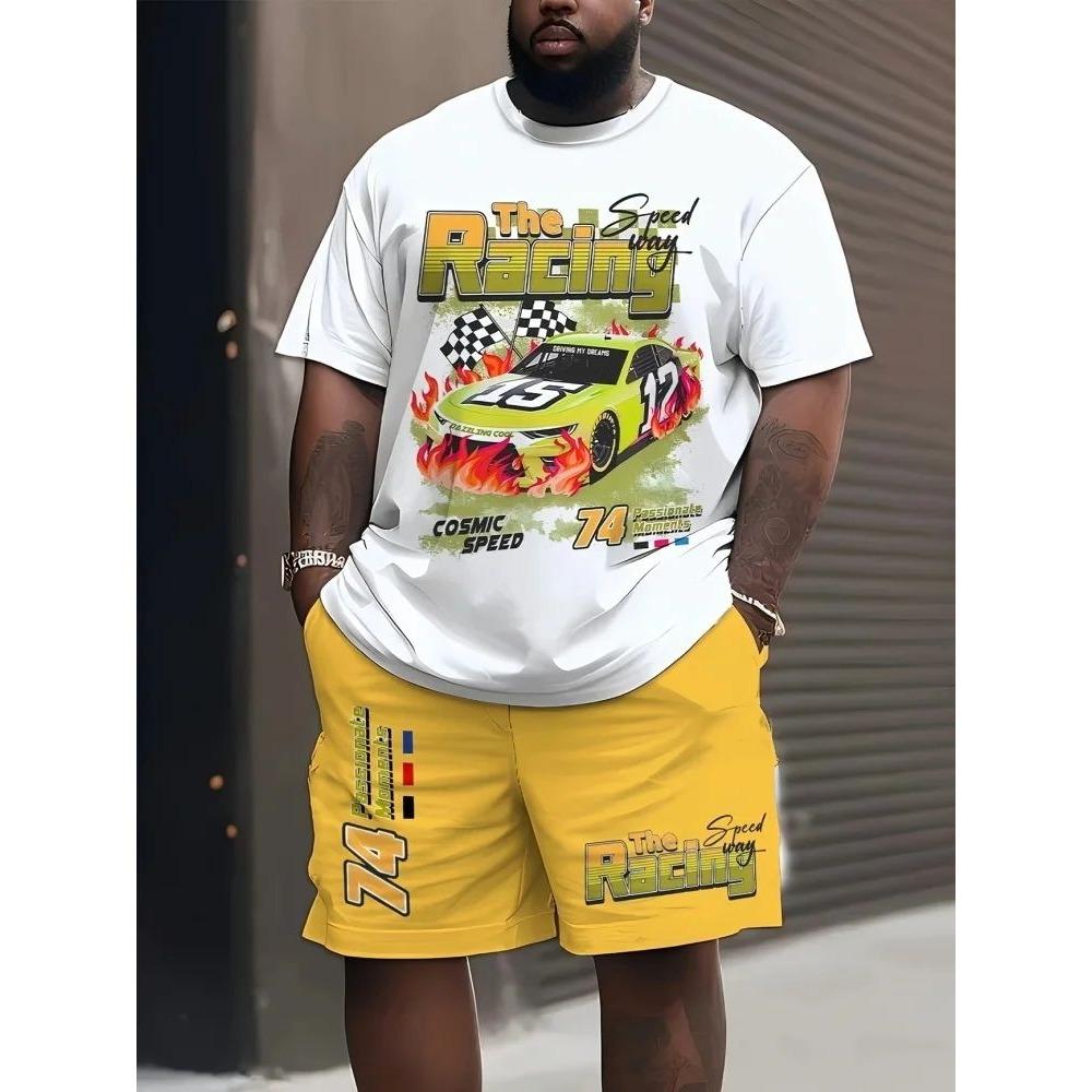

2026 New Men s Short Sleeve Set Personalized Graffiti Printed Shorts Set Outdoor Urban Trend Short Sleeve Top Shorts Casual Short 6XL