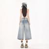 Fashion Summer Vintage Washed Distressed Loose Cropped Capri Denim Pants For Women Trendy Versatile Loose Straight Slimming AllMatch Casual Bottoms
