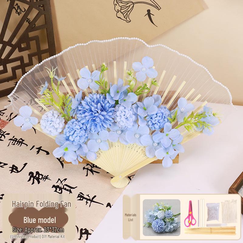 Mid-Autumn Festival Handmade Hairpin & Flower Fan Decoration Kit for Hanfu and Ma Mian Skirt - Ancient Style Photography Accessories