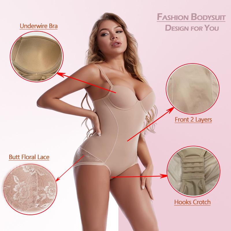 Explosive Style Body Shaping One-Piece Suit with Bra Support - Tummy Control Deep V Design