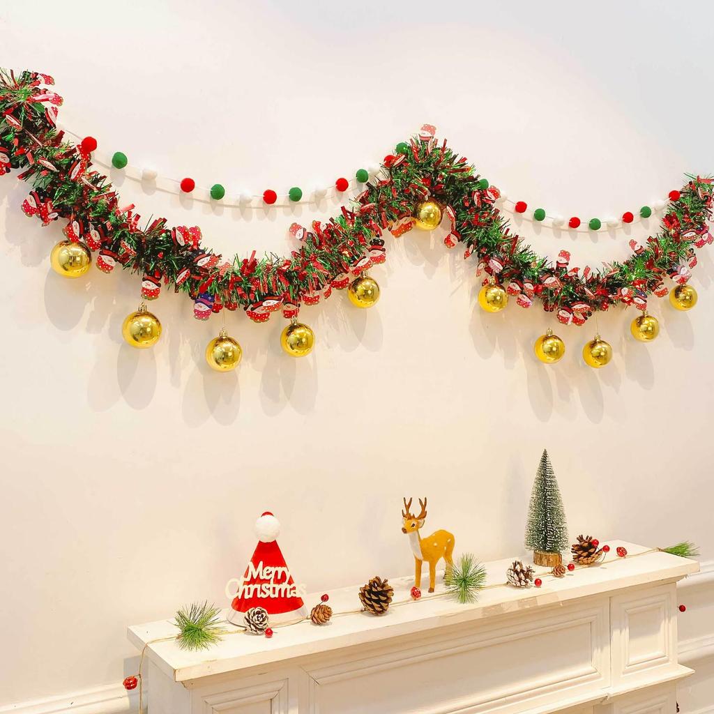 Christmas Tinsel Garland for Tree Ornaments and Wall Decor