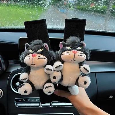 Car Seat Belt Cover Cute Plush Cartoon Cat Auto Shoulder Cushion Soft Multi Purpose Neck Support Shoulder Pads For Kids Adults