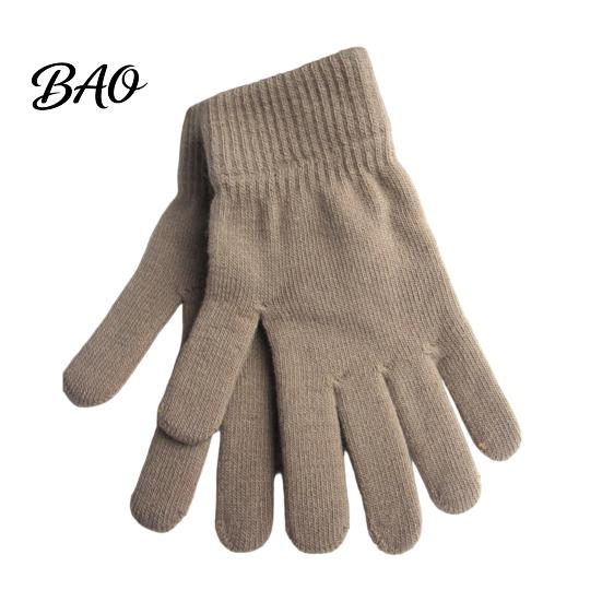 Elastic Wrist Cuff Thermal Gear Winter Gloves for Men Women, Thickened Velvet Lined Mittens, Knit Five Finger Stretchy Acrylic with Lining Rib