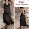 Satin Drawstring U-neck Plus Chest Pad Slim and Thin Suspender Nightdress Mesh Robe Loungewear Set