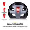 Casque De Vélo - Dunlop - M - Noir - Réglable 55-58 Cm - 6 LED Avec 3 Modes D'éclairage