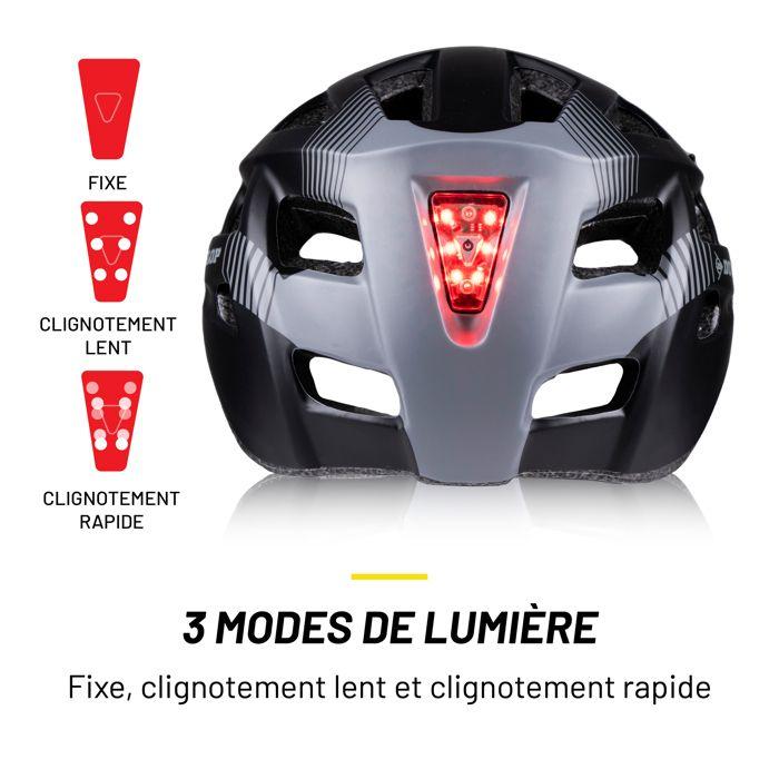 Casque De Vélo - Dunlop - M - Noir - Réglable 55-58 Cm - 6 LED Avec 3 Modes D'éclairage