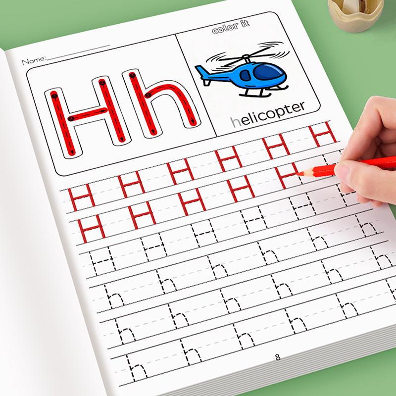 Alphabet-Übungsbücher für Kinder, Schreibübungsbücher, Schreiblernbücher, Zeichenseiten, Aktivitäten, Illustrationsbuch