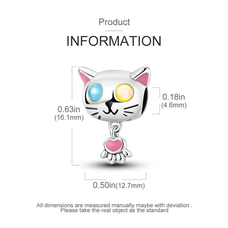 Heterochromic Eyes Cat Charms Copper Original Beads Fit Originalcharms Bracelet Beads Jewelry Gifts For Women