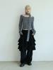 Eogeulliswedou Dot Velvet Tiered Midi Skirt Pants (Black)