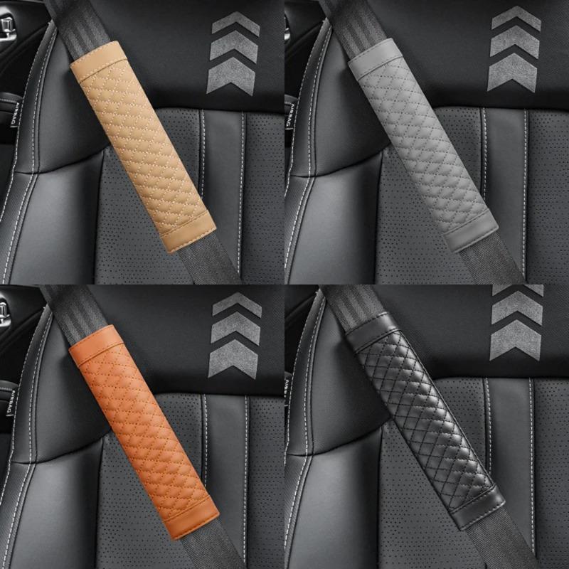2pcs Soft Car Seat Belt Covers Faux Leather Shoulder Cushion Protectors for Enhanced Comfort and Style Car Accessories