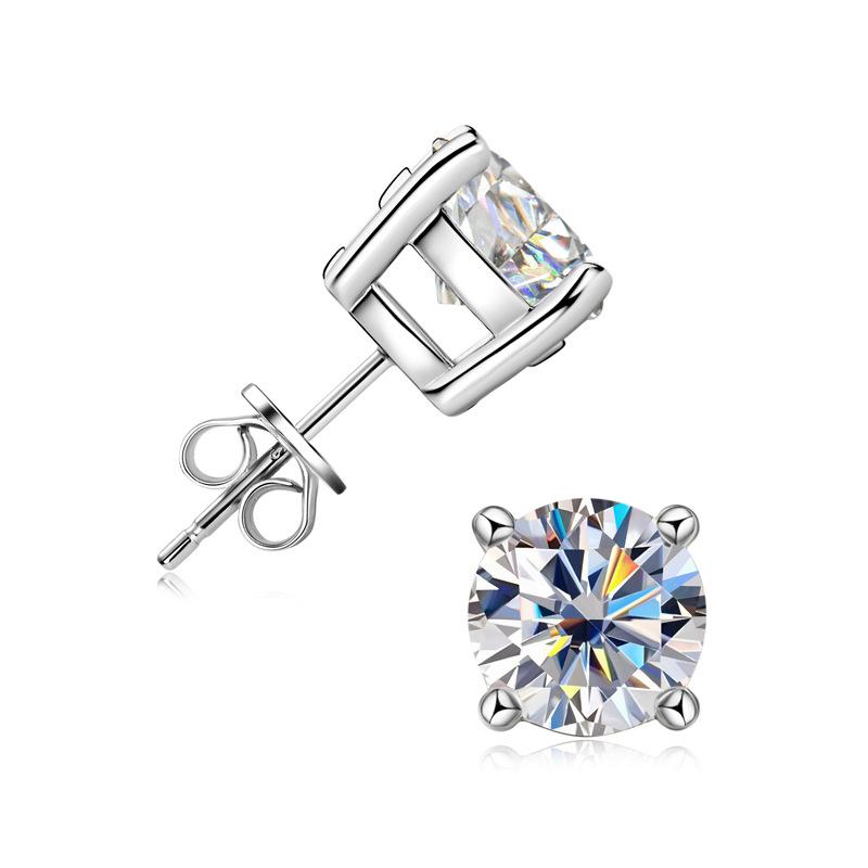 Silvere Glam Classic Four-pronged Moissanite Stud Earrings With A Niche Design For Women, S925 Sterling Silver Earrings