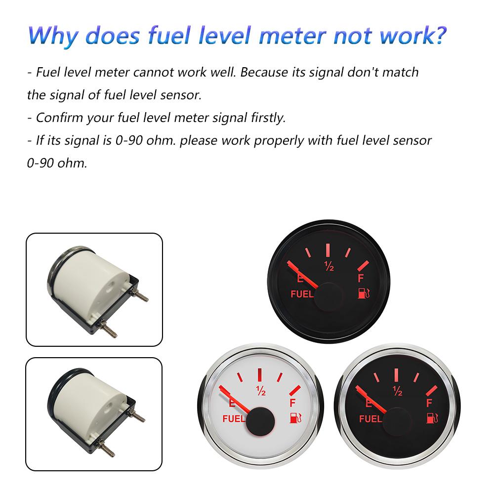 Rhaxel 52mm 2'' Fuel Level Gauge Meter 0-90ohm With Backlight 12V 24Volts for Car Motorcycle Trucks Boats