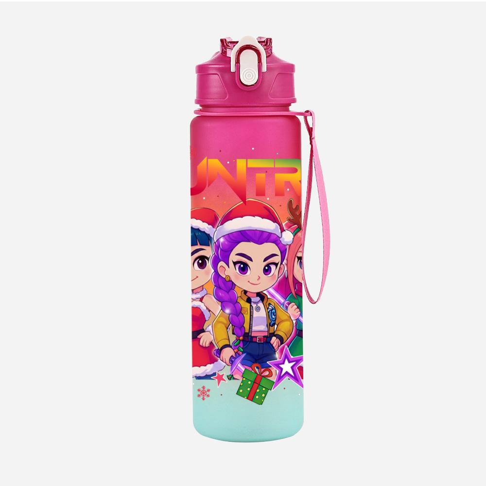 Cartoon Weihnachten K-Pop Dämonenjäger Bedruckte 750 ml Wasserflasche Große Kapazität Trinkbecher Tragbar Outdoor Sport Wasserbecher Kinder Kind Geschenk