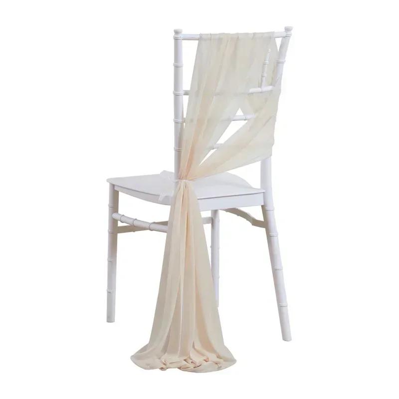 10/50 ks 17x250cm Šifonové mašle na židle Svatba Židle Baby Shower Potahy Stuha Svatba Párty Banket Akce Ulička Židle Dekorace