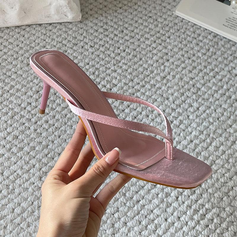 Mode Frühling Sommer Damen Absatz Hausschuhe Sandalen Rosa Strand Weiblich Flipflops Mode Dünne Absätze Damen Hausschuhe Pantoletten Schuhe Pumps