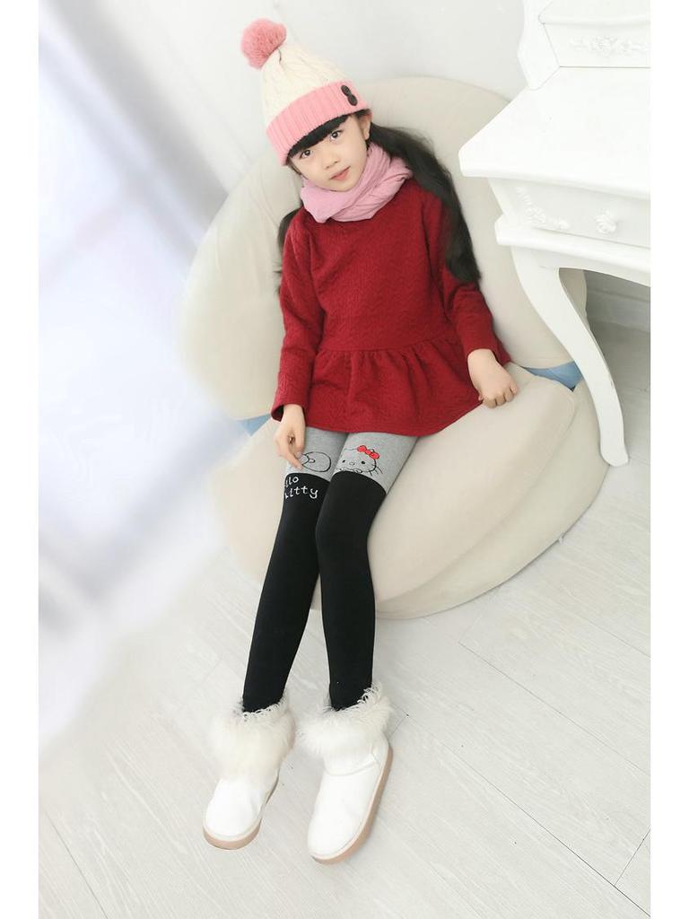 Girls' Thickened Terry Cotton Leggings: Autumn & Winter Pantyhose for Ages 3-7