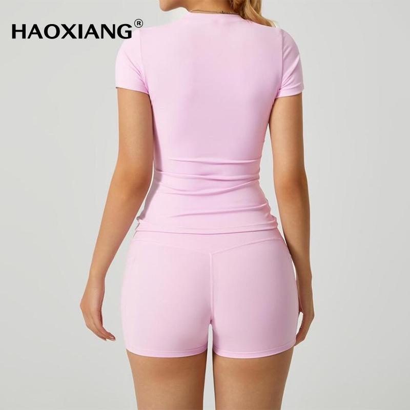 Europejski i Amerykański Szybkoschnący Nagi Zestaw do Jogi: Dwuczęściowy, Bardzo Elastyczny, Jednokolorowy do Biegania i Fitnessu