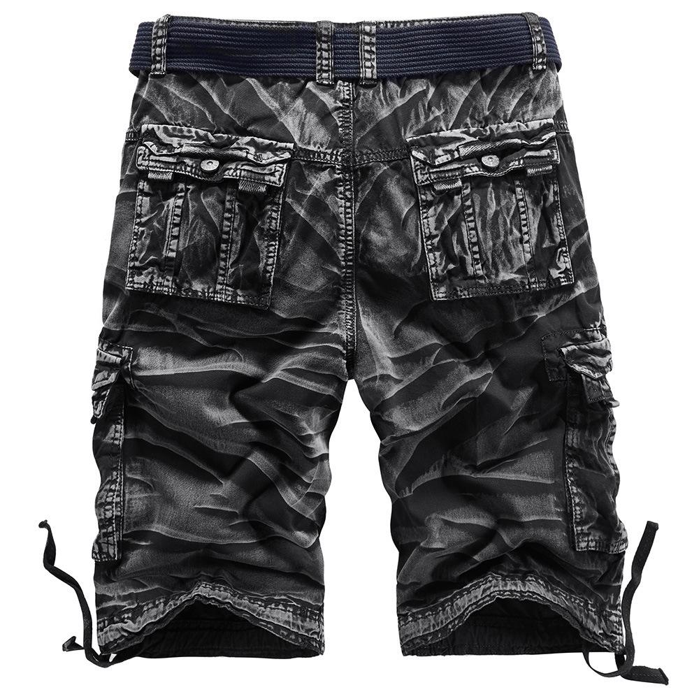 Men's Large Camouflage Cotton Work Shorts, WWII-Style Multi-Pocket Pants for Outdoor Training