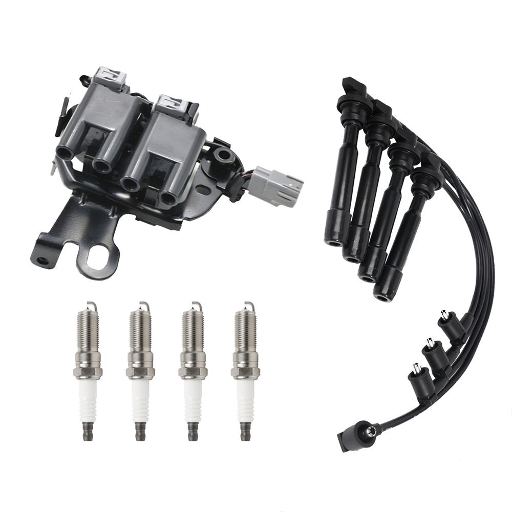 Ignition Coil+Spark Plug+Wire for Hyundai Kia 2.0L