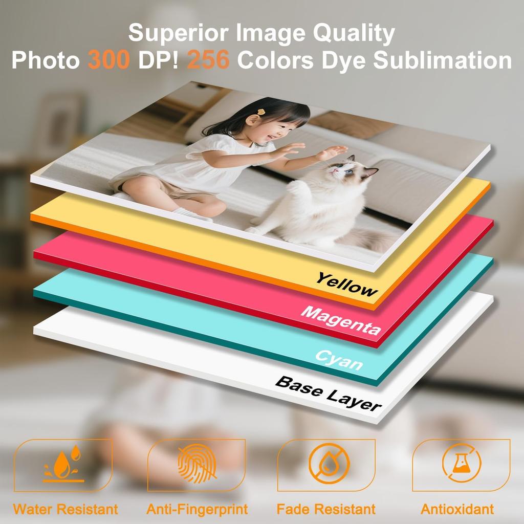 Compatible for M100/M200 4x6" Photo Printer 80 Sheets Photo Paper & 2 Ink Cartridges Refill,80 Sheets 4"X 6" Photo Paper Glossy and Two Ribbons for