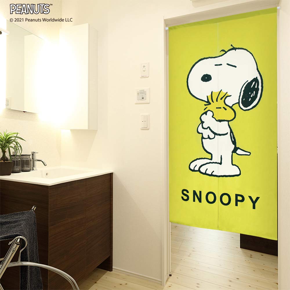 Noren Kobo Noren Snoopy PEANUTS SNOOPY Width 85cm x Length HUG 93866 Curtain, Print, Half-Length Curtain, 150cm,