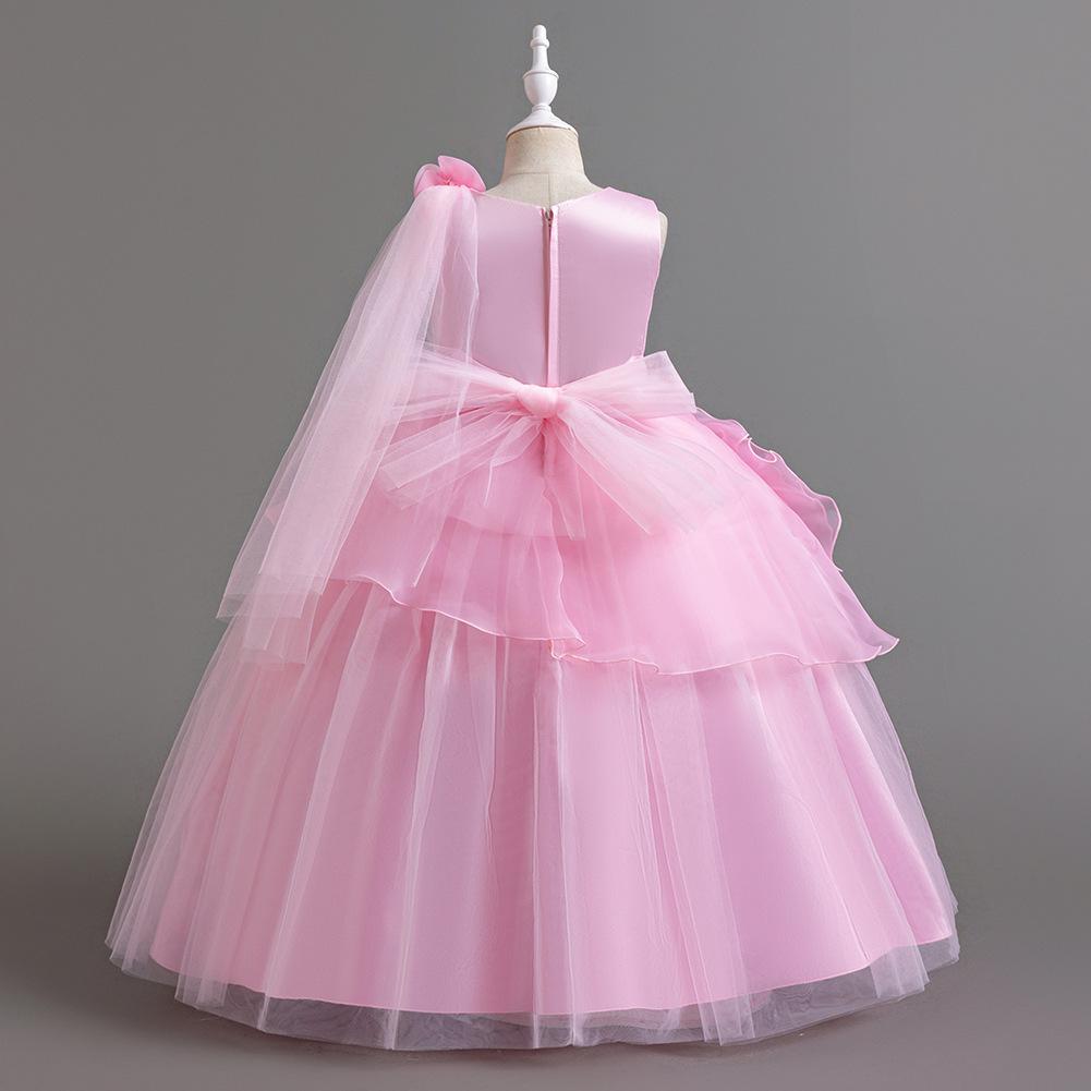 Middle and Large Children's Dress Long Large Flower Department Asymmetric Princess Dress Host Piano Performance Dress 932 Girl's Favourite Dress
