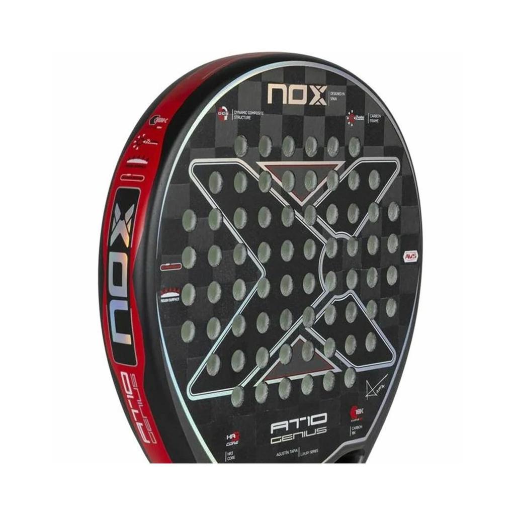 Nox AT10 Genius 18K Tennis Racket Carbon Fiber Black/Red
