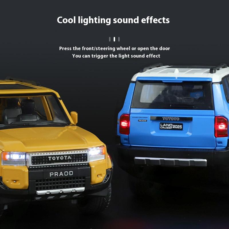 New 1:24 Land Cruiser Prado LC250 SUV Alloy Die Cast Toy Car Model Sound and Light Children's Toy Collectibles Birthday Gift