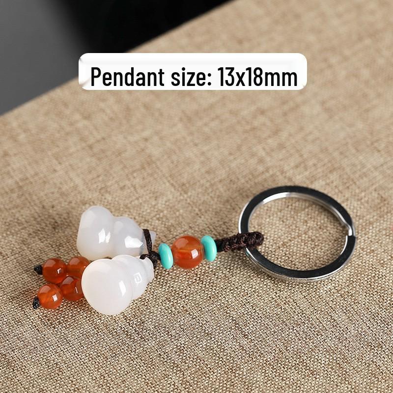 Chalcedony Pixiu Wealth Keychain & Agate Peace Buckle Pendant