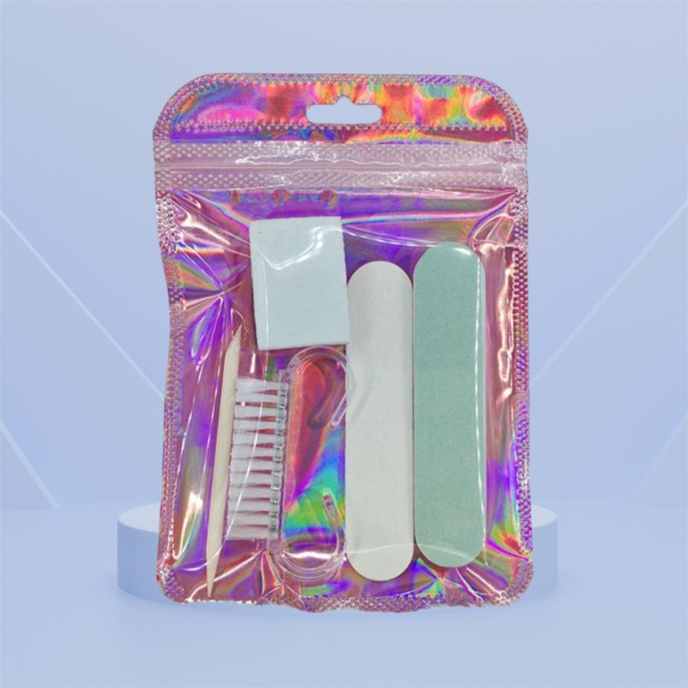 Portable Five Piece Set Nail Care Tools Polishing Strips Rubbing Strips Nail Kit Wooden Sticks Cow Horn Brushes Nail Tool Kit