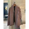 NINA SOLOR Pure Cashmere Houndstooth Color Block Scarf Shawl