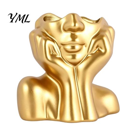 Minimalist Brush Storage Container Abstract Face Vase, Artistic Female Pen Holder, Makeup Vase Modern Decorative Centerpiece for Living Room