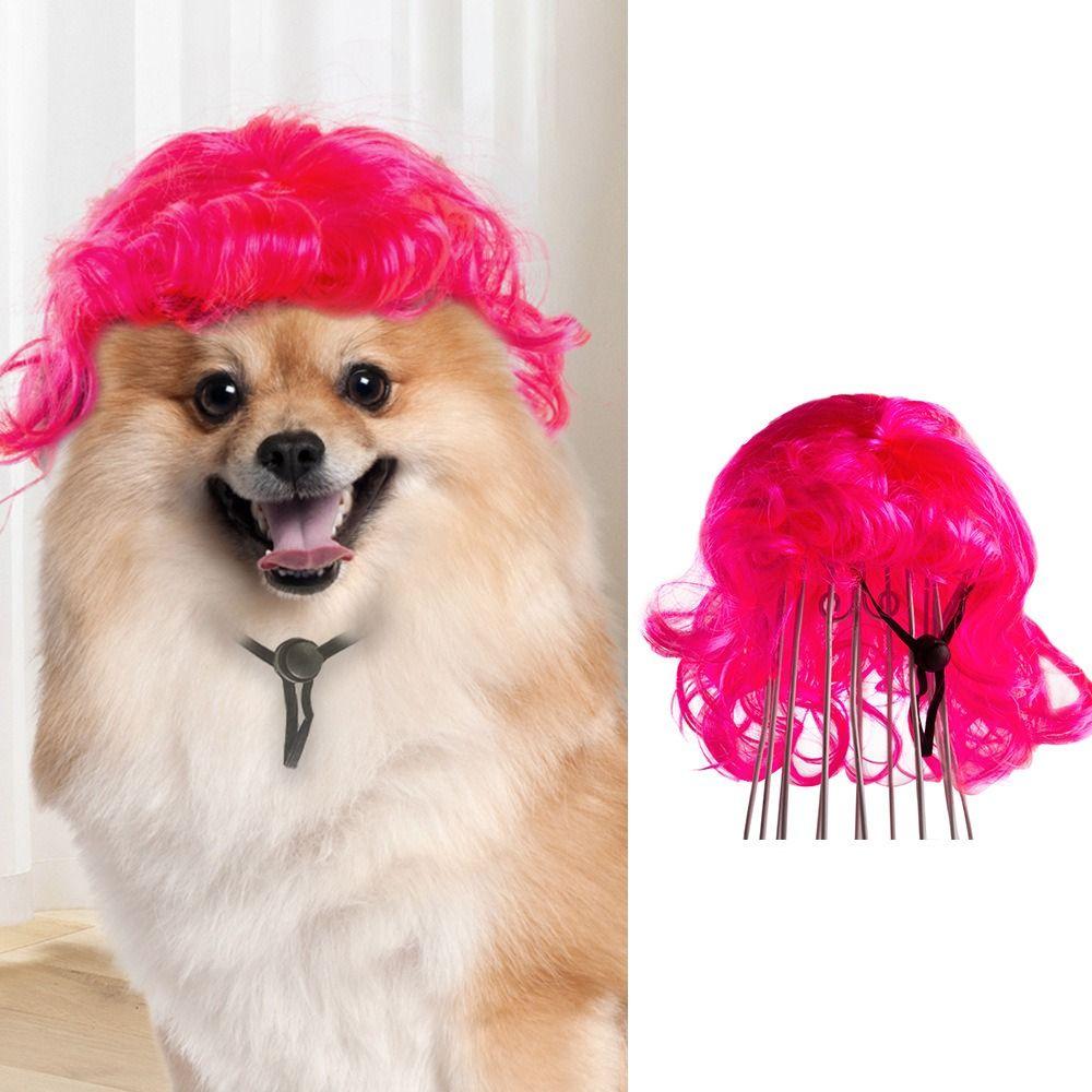 Lightweight Adjustable Straps Pet Cosplay Wig Funny Breathable Dog Cat Dress Up Wig Comical Washable Pet Costume Wig Christmas