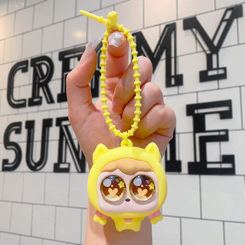 Cartoon Braided Girl Squeeze Eye-popping Decompression Artifact Cute Keychain Pendant Internet Celebrity Decompression Trinket Doll