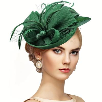 Elegantní černý fascinátor ze síťoviny a peří pro ženy - Šik doplněk do drdolu s mašlí, ideální na svatby, večírky a formální události