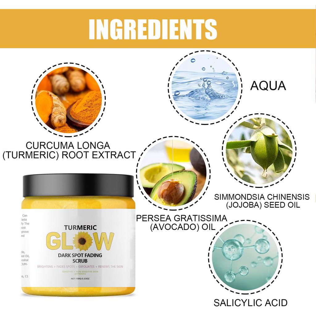 Turmeric Skin Care Set with 100g Face Scrub 100ml Facial Wash Brightening Firming Pimple Removal Hydrating Moisturizer