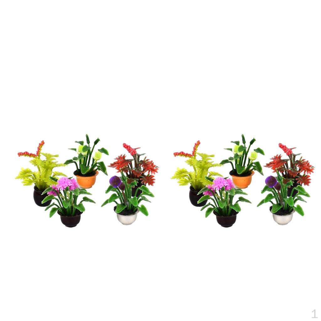 

10pcs Garden Flower Pot Plant Doll House Miniatures Accessories