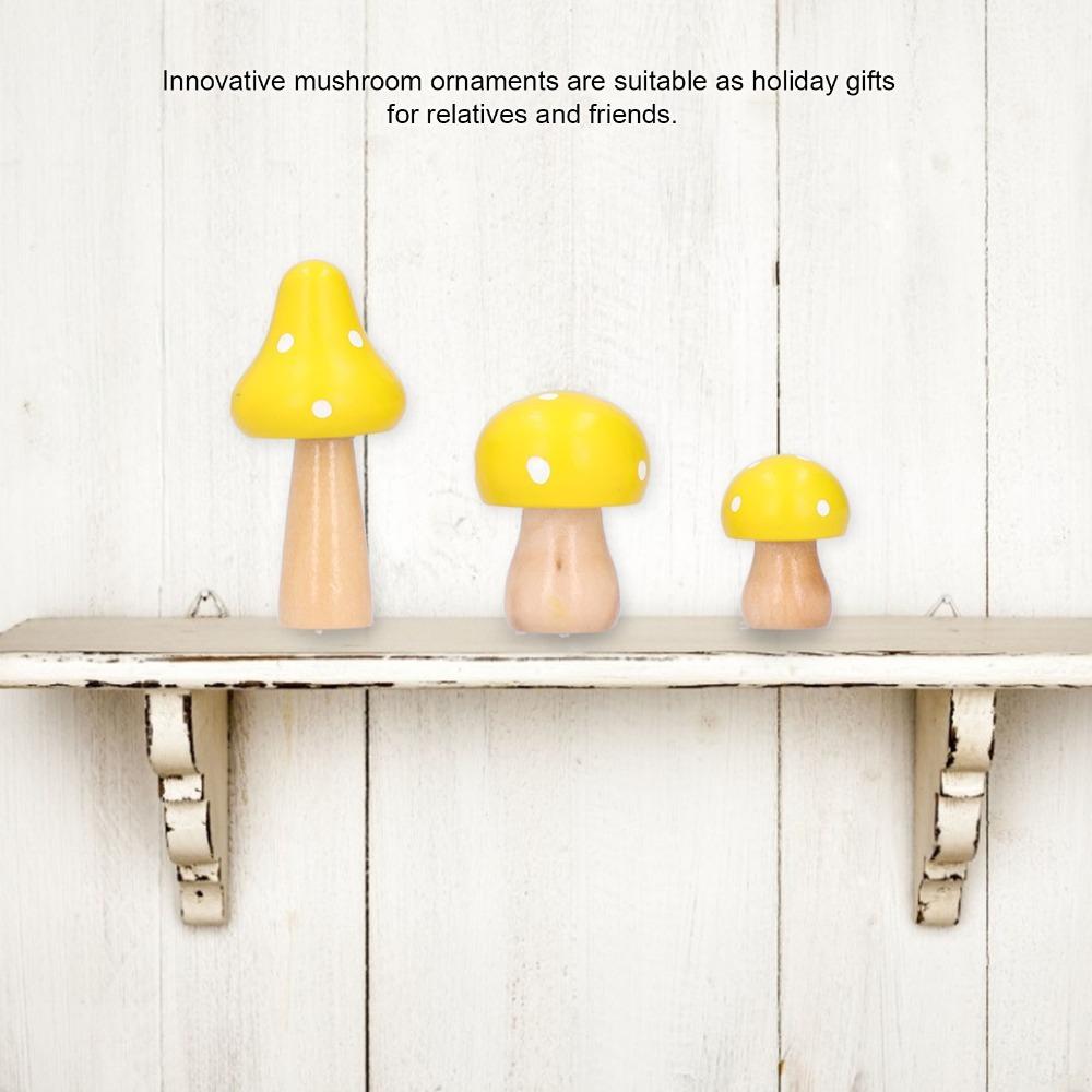 3pcs Wood Mushroom Ornament S L M Indoor Decoration Figurine Festival Gift Ornament Bedroom жёлтый