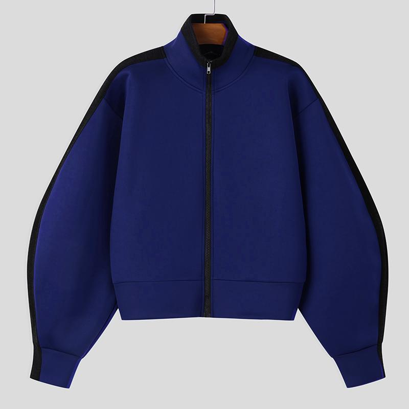 

INCERUN Весенние мужские куртки с длинным рукавом на молнии с прошивкой, короткие пальто 4XL синий