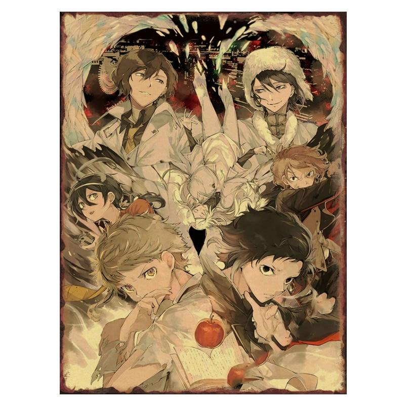 Stray Dogs Anime Metal Tin Sign Poster Vintage Home Decor for Living Room Bedroom Cafe Bar Club Comic Market Iron Plate Wal