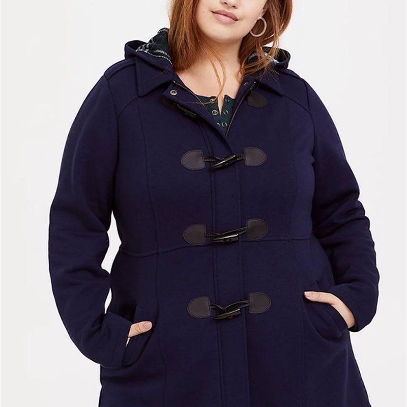 

75.10kg 0.00kg plus Size Chubby Girl Fashion Plus Size Thickened All-Matching Graceful Horn Button Coat Winter Clothes Blue 1